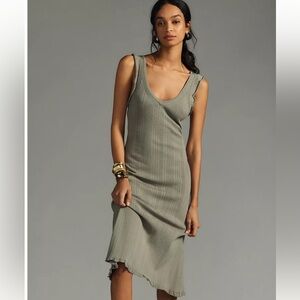 Daily Practice for Anthropologie Ribbed Sweater MIDI Dress Moss NWT XL